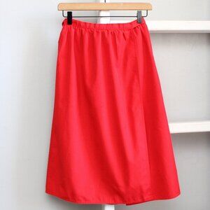 Personal Leslie Fay Vintage Solid Red Midi Wrap High Waisted Skirt Size Small